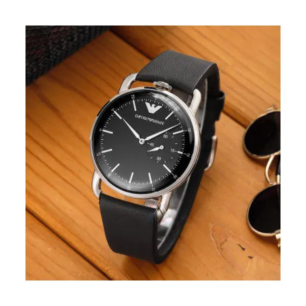 Emporio Armani AR11336 Aviator férfi karóra, 42 mm, fekete bőr, acél tok, WR50