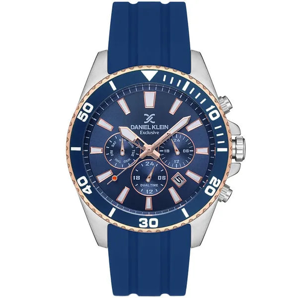 Daniel Klein férfi karóra 12837-3, kék, 47 mm, kvarc, szilikon, 5 ATM