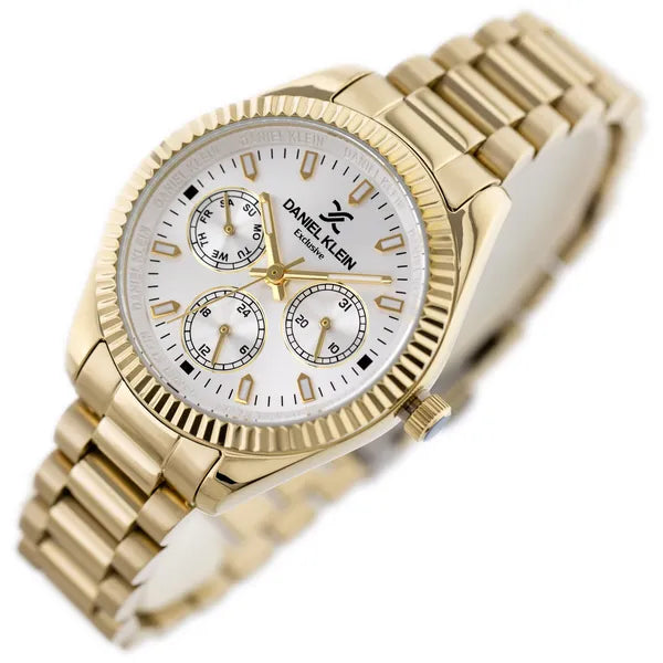 Daniel Klein női karóra 34 mm, aranyszínű, Miyota kvarc, dátum, 24 órás, WR30