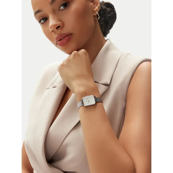 Daniel Wellington Quadro DW00100438 női karóra, ezüst/fehér, nemesacél, 20 mm