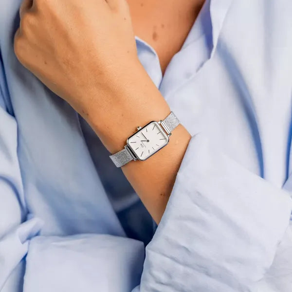 Daniel Wellington Quadro DW00100438 női karóra, ezüst/fehér, nemesacél, 20 mm
