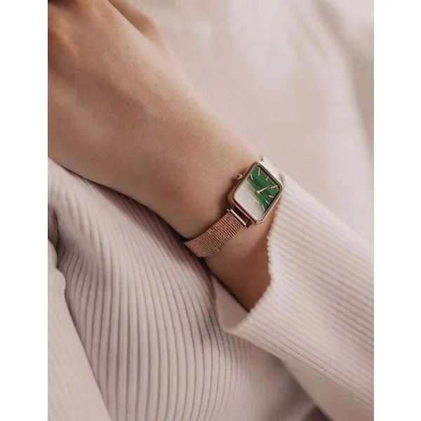 Daniel Wellington Quadro DW00100437 női karóra, zöld számlap, rózsaarany acél