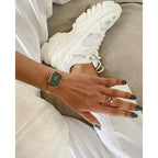 Daniel Wellington Quadro DW00100437 női karóra, zöld számlap, rózsaarany acél