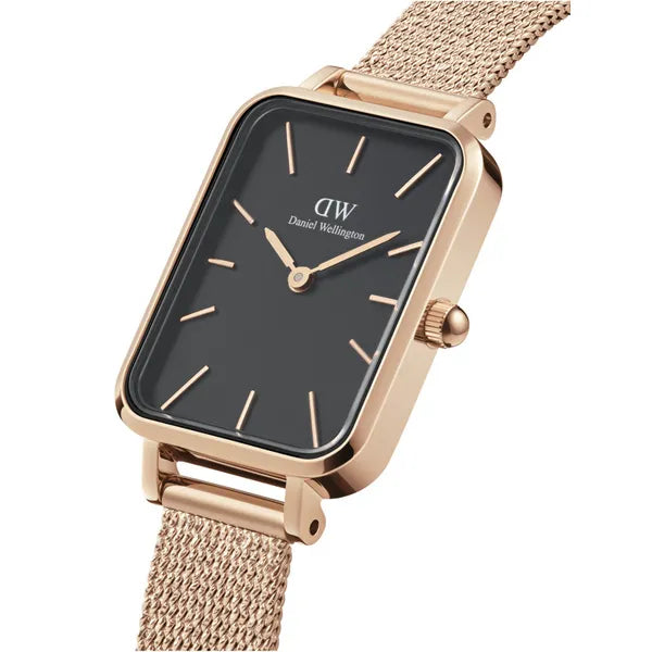 Daniel Wellington Quadro DW00100432 női karóra – fekete, rózsaarany, téglalap