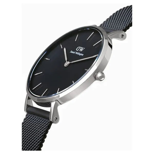 Daniel Wellington Petite női karóra, 32 mm, fekete számlap, ezüst tok, kvarc