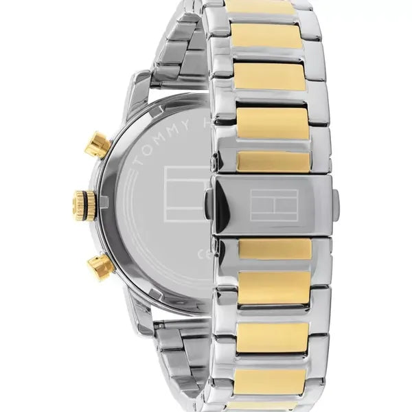 Tommy Hilfiger 1791539 Kane férfi karóra, 44 mm, fekete számlap, két színű acél