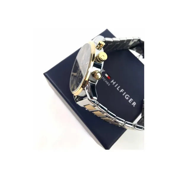 Tommy Hilfiger 1791539 Kane férfi karóra, 44 mm, fekete számlap, két színű acél