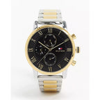 Tommy Hilfiger 1791539 Kane férfi karóra, 44 mm, fekete számlap, két színű acél