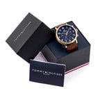 Tommy Hilfiger Daniel 1710380 férfi óra, arany tok, barna bőr, kék számlap