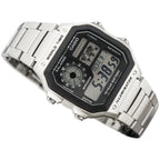 Casio AE-1200WHD-1A férfi karóra, acél szíj, kvarc, világidő, WR100