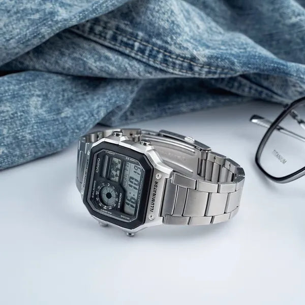 Casio AE-1200WHD-1A férfi karóra, acél szíj, kvarc, világidő, WR100