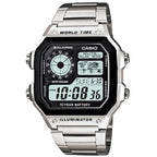 Casio AE-1200WHD-1A férfi karóra, acél szíj, kvarc, világidő, WR100
