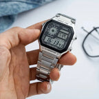 Casio AE-1200WHD-1A férfi karóra, acél szíj, kvarc, világidő, WR100