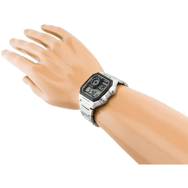 Casio AE-1200WHD-1A férfi karóra, acél szíj, kvarc, világidő, WR100