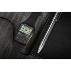 Casio Databank DBC-32-1A férfi digitális karóra, fekete, kalkulátor, WR30