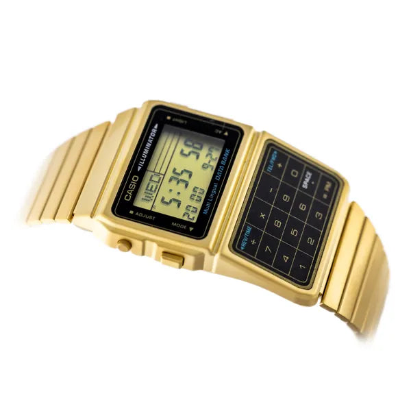 Casio DBC-611G-1 Vintage Databank arany férfi digitális karóra, kalkulátor, WR30