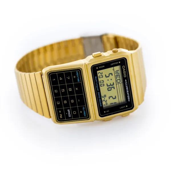 Casio DBC-611G-1 Vintage Databank arany férfi digitális karóra, kalkulátor, WR30