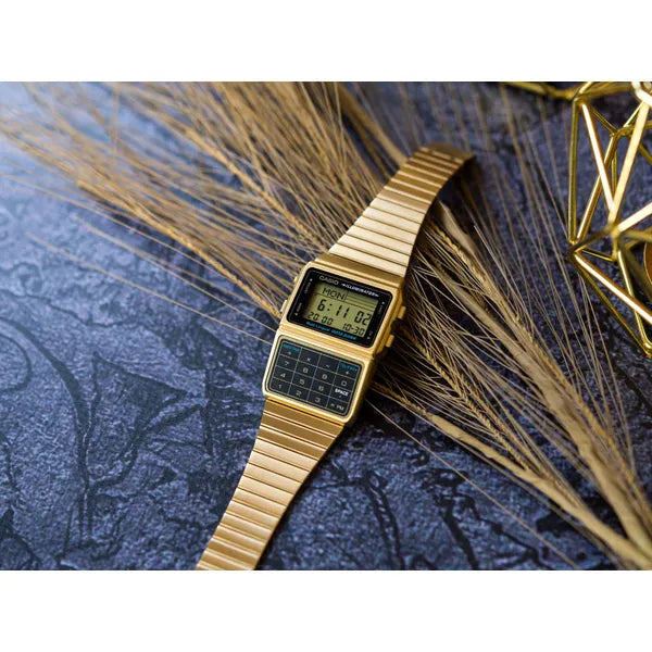 Casio DBC-611G-1 Vintage Databank arany férfi digitális karóra, kalkulátor, WR30