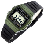 Casio F-91WM-3AER férfi digitális karóra, zöld tok, fekete szíj, WR100