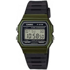 Casio F-91WM-3AER férfi digitális karóra, zöld tok, fekete szíj, WR100