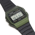 Casio F-91WM-3AER férfi digitális karóra, zöld tok, fekete szíj, WR100