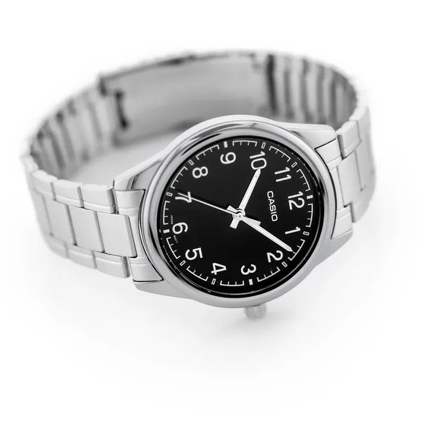 Casio MTP-V005D-1B4 férfi karóra, acél tok és szíj, fekete számlap, 40 mm