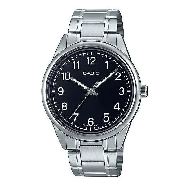 Casio MTP-V005D-1B4 férfi karóra, acél tok és szíj, fekete számlap, 40 mm