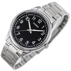 Casio MTP-V005D-1B4 férfi karóra, acél tok és szíj, fekete számlap, 40 mm