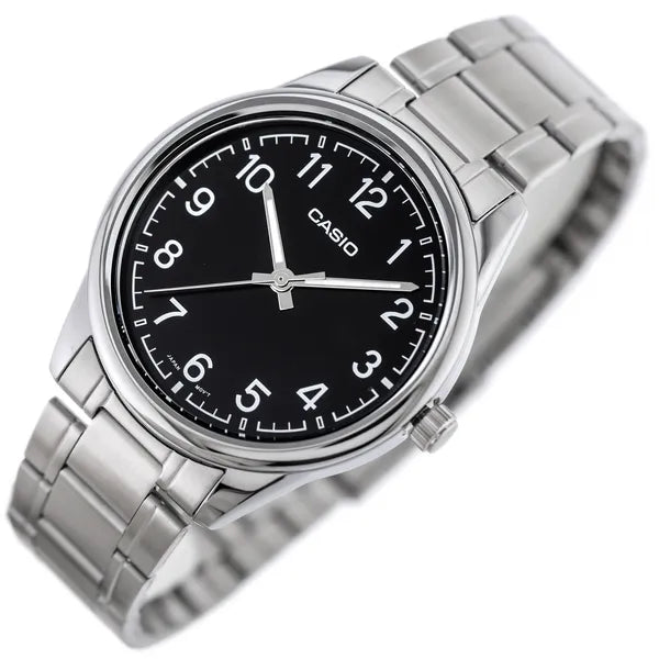 Casio MTP-V005D-1B4 férfi karóra, acél tok és szíj, fekete számlap, 40 mm