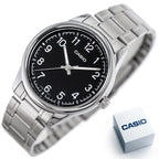 Casio MTP-V005D-1B4 férfi karóra, acél tok és szíj, fekete számlap, 40 mm