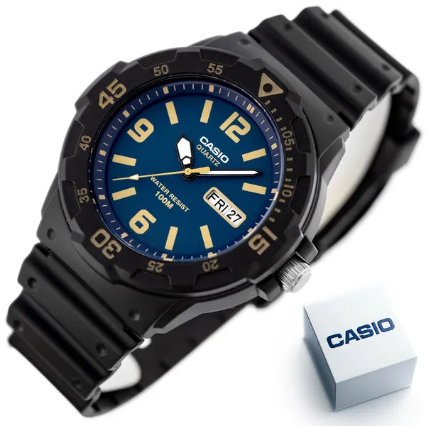 Casio MRW-200H-2B3 férfi kvarc karóra, 43 mm, WR100, kék számlap
