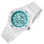 Casio LRW-200H-3CVDF női karóra, 33 mm, zöld számlap, fehér szíj, WR100