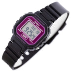Casio LA-20WH-4ADF gyerek digitális karóra, fekete szíj, rózsaszín kijelző WR30