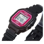 Casio LA-20WH-4ADF gyerek digitális karóra, fekete szíj, rózsaszín kijelző WR30