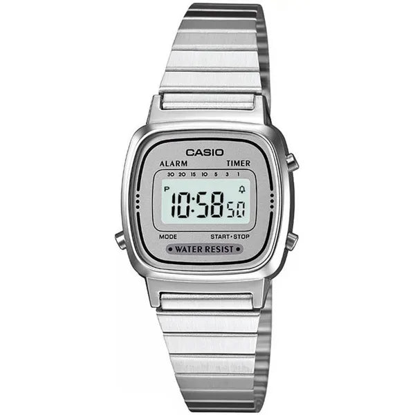 Casio Vintage női karóra LA670WA-7D, ezüst, rozsdamentes acél szíj + díszdoboz