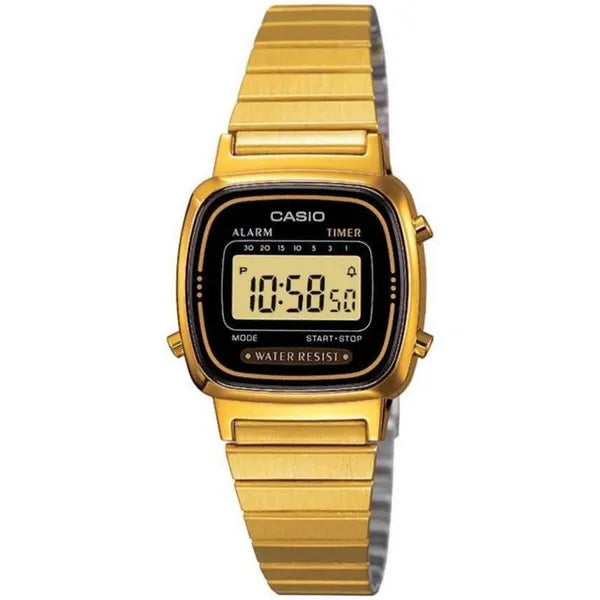 Casio Vintage LA670WGA-1 női digitális karóra, arany, WR30, díszdoboz