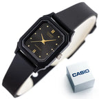 Casio LQ-142E-1A női kvarc karóra, fekete, 23 mm, WR30, díszdobozzal