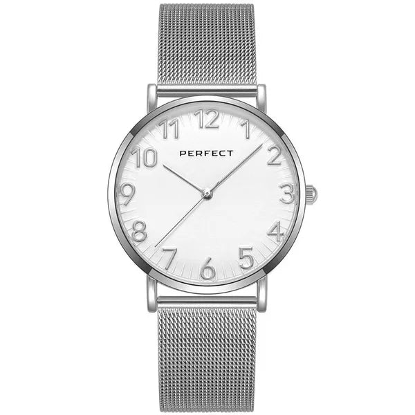 Perfect F342-01 női karóra, 36 mm, ezüst, fém szíj, kvarc, WR30