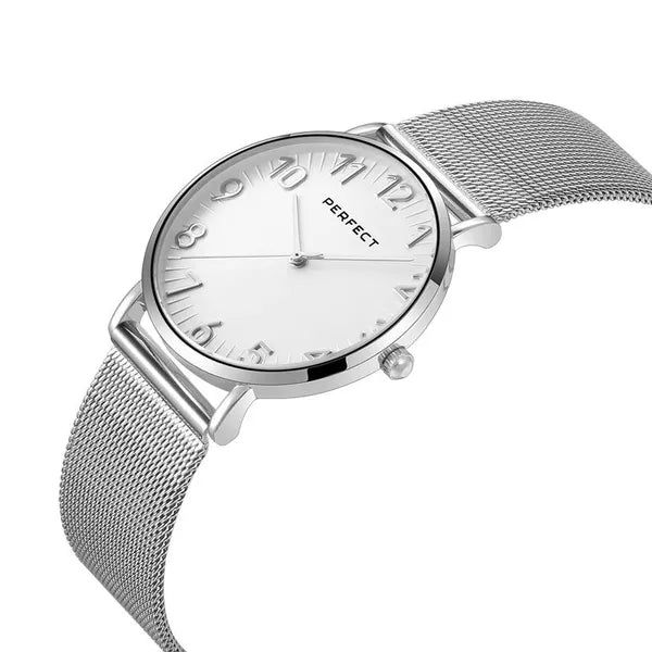 Perfect F342-01 női karóra, 36 mm, ezüst, fém szíj, kvarc, WR30