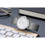 Perfect F342-01 női karóra, 36 mm, ezüst, fém szíj, kvarc, WR30