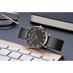 Perfect női karóra, fekete számlap, rózsaarany tok 36 mm, fém szíj, kvarc