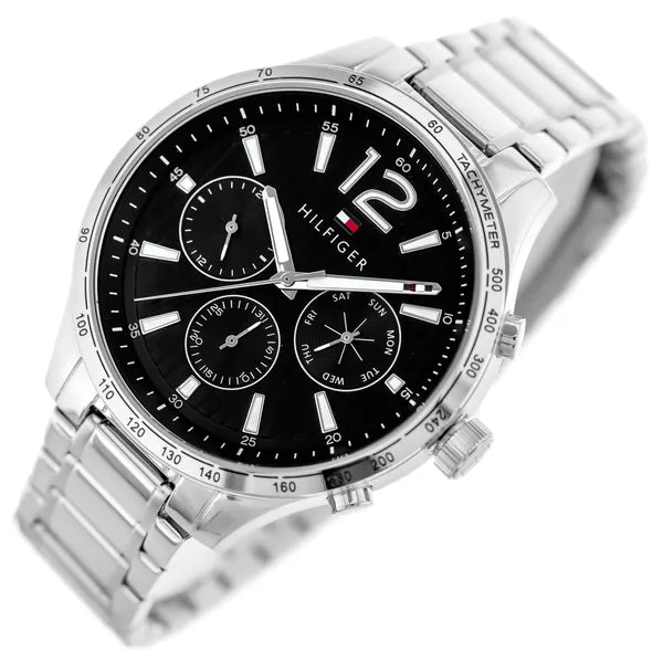 Tommy Hilfiger férfi karóra 1791469, 44 mm, fekete számlap, rozsdamentes acél