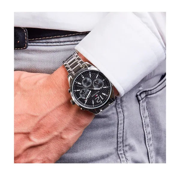 Tommy Hilfiger férfi karóra 1791469, 44 mm, fekete számlap, rozsdamentes acél