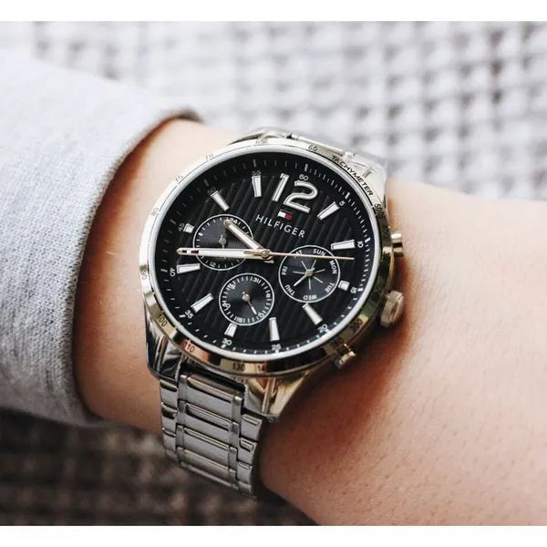 Tommy Hilfiger férfi karóra 1791469, 44 mm, fekete számlap, rozsdamentes acél