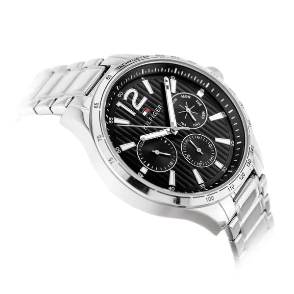 Tommy Hilfiger férfi karóra 1791469, 44 mm, fekete számlap, rozsdamentes acél