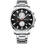 Perfect M503CH férfi kronográf karóra, 47 mm, fekete számlap ezüst fémszíj