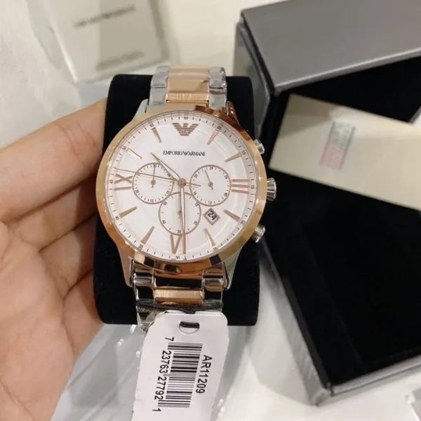 Emporio Armani AR11209 férfi kronográf óra, rozéarany-ezüst, 43 mm, 5 ATM