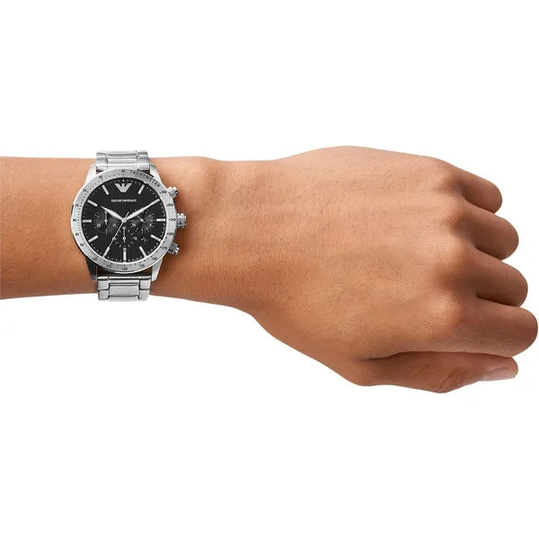 Emporio Armani férfi karóra AR11241, kronográf, acél, fekete/ezüst, 43 mm