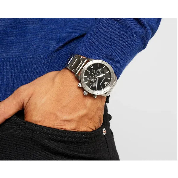 Emporio Armani férfi karóra AR11241, kronográf, acél, fekete/ezüst, 43 mm