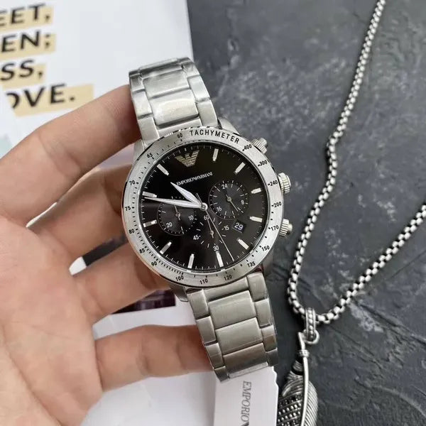 Emporio Armani férfi karóra AR11241, kronográf, acél, fekete/ezüst, 43 mm
